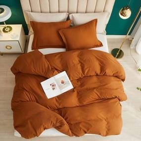 img 2 attached to Cozy Up With ROOMLIFE'S 3-Piece Pumpkin Duvet Cover Bedding Set - Warm Caramel, Super Soft And Durable For Queen Size Beds