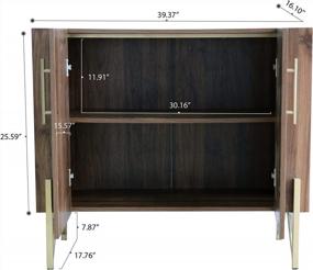 img 2 attached to Roomfitters Mid Century Modern MCM Dark Walnut 39 Inch TV Stand Media Console, Boho Japandi Credenza Buffet Cabinet, Entertainment Center, Wooden Kitchen Wine Cabinet, Sideboard With Gold Legs