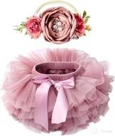 👶 soft tulle tutu skirt set for baby girls: diaper cover, bloomers, and headband, 6m-3t логотип