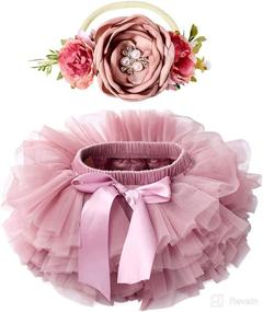 img 4 attached to 👶 Soft Tulle Tutu Skirt Set for Baby Girls: Diaper Cover, Bloomers, and Headband, 6M-3T