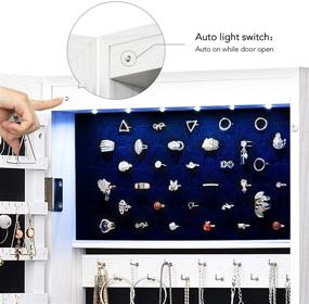 img 1 attached to Valentines Day Gift - 6 LEDs Wall Mounted Lockable Jewelry Armoire With Mirror, 3 Drawers & Door Large Cabinet By TWING