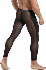 img 2 attached to Men'S Mesh Yoga Compression Tights Workout Leggings See Through MIZOK