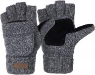 vigrace winter knitted convertible fingerless gloves wool mittens warm mitten glove for women and men logo