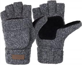 img 4 attached to ViGrace Winter Knitted Convertible Fingerless Gloves Wool Mittens Warm Mitten Glove For Women And Men