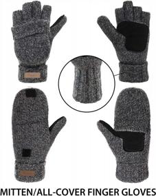 img 2 attached to ViGrace Winter Knitted Convertible Fingerless Gloves Wool Mittens Warm Mitten Glove For Women And Men