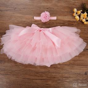 img 1 attached to 😍 Adorable Baby Girls Tutu Skirt Headband Set - Ruffle Tulle Diaper Covers for 6-24 Month Olds!