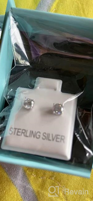 img 1 attached to Sterling Silver Rhodium Plated Zirconia Screwback Earrings for Girls' Jewelry review by Nicole Parker