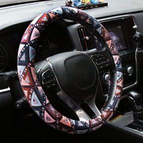 img 4 attached to AOTOMIO 15 Inch Steering Wheel Cover Anti-Slip Cover Protection Ethnic Style Coarse Flax Cloth Steering Wheel Protector Universal Fit …