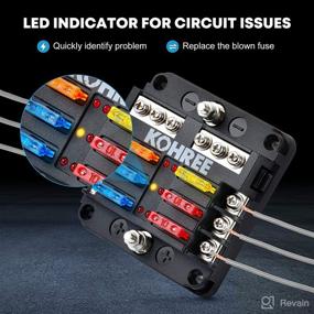 img 3 attached to Kohree 6 Way 12V Blade Fuse Block 12 Volt Waterproof Fuse Box Holder with LED Indicator - Ideal for 12V/24V Automotive Truck Boat Marine RV Van Vehicle, features Negative Bus and 6 Circuits