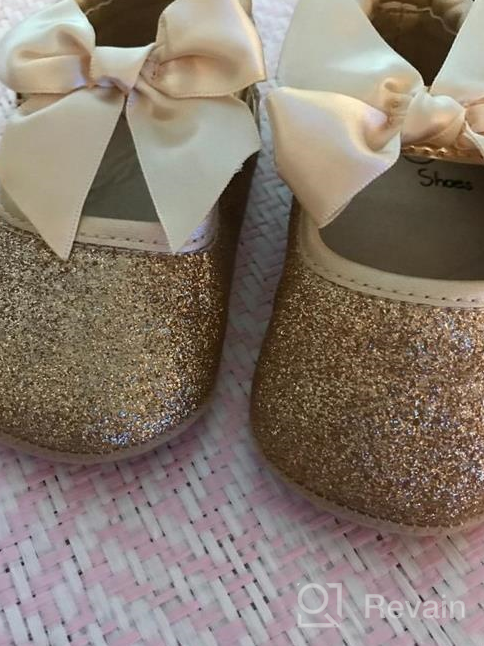 img 1 attached to 👶 Lidiano Baby Girls Bowknot Sequins Bling Anti-Slip Mary Jane Flat Crib Shoes + Headband Combo review by Jennifer Wible