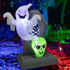 img 4 attached to 5-футовые надувные призраки и надгробия на Хэллоуин со светодиодной подсветкой - идеально подходят для украшения газона во дворе!