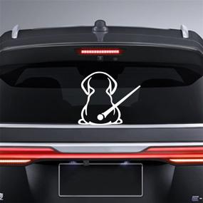 img 4 attached to Dreothy Dog Decal - Waterproof Vinyl Cartoon Dog Moving Tail Stickers for Car Rear Wipers & Windshield Window Decoration in Reflective White