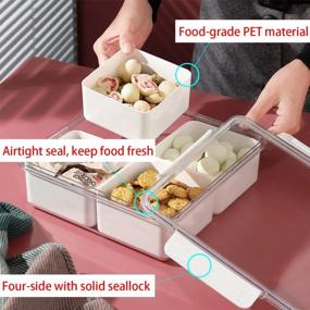 img 2 attached to Organize Your Snacks & Veggies With MineSign 3Pack Divided Tray + Lid - Refrigerator Organizer Bins For Meal Prep, Fruits, Vegetables & Lunch Meat!