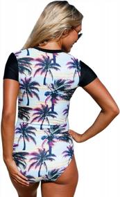 img 3 attached to Women'S Long Sleeve One Piece Swimsuit With Zip Front & Printed Design - ROSKIKI