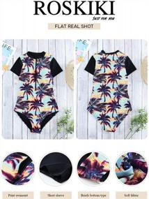 img 2 attached to Women'S Long Sleeve One Piece Swimsuit With Zip Front & Printed Design - ROSKIKI