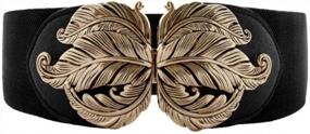 img 4 attached to Add A Vintage Touch To Your Outfit With VOCHIC Women'S Wide Waist Belt Featuring Metal Leaf Buckle