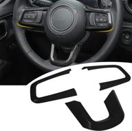 bonbo steering wheel trim cover abs interior accessories for 2018-2021 jeep wrangler jl jlu for 2020 2021 jeep gladiator jt 3pcs (black) logo