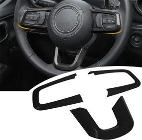 img 4 attached to Bonbo Steering Wheel Trim Cover ABS Interior Accessories For 2018-2021 Jeep Wrangler JL JLU For 2020 2021 Jeep Gladiator JT 3PCS (Black)