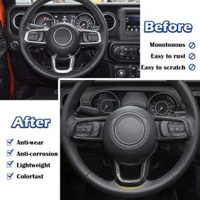 img 3 attached to Bonbo Steering Wheel Trim Cover ABS Interior Accessories For 2018-2021 Jeep Wrangler JL JLU For 2020 2021 Jeep Gladiator JT 3PCS (Black)