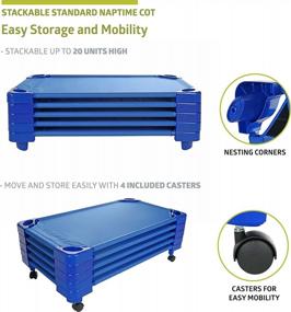 img 1 attached to Get A Good Night'S Rest With Pearington'S Set Of 5 Stackable Blue Naptime Cots