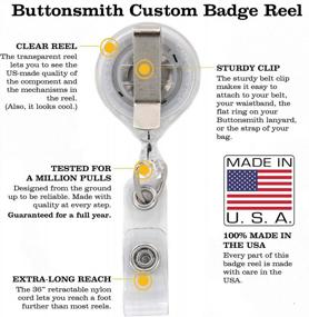 img 3 attached to 25-Pack Retractable Badge Reel With Belt Clip And 36In Standard Duty Cord - Made In USA By Buttonsmith
