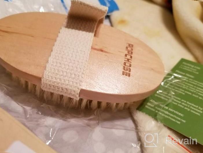 img 1 attached to POPCHOSE Dry Brushing Body Brush: Natural Bristle Exfoliating Brush For Flawless Skin, Cellulite Reduction, Lymphatic Drainage, And Blood Circulation Boost (Medium Strength) review by Shauna Bishop