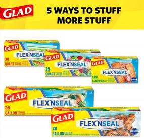 img 1 attached to Glad Food Storage Glad Flexn Seal Freezer Quart Bags - 35Count(Pack Of 4) Package May Vary