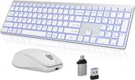wireless keyboard and mouse set with 7 backlit colors, adjustable dpi jiggler mouse, rechargeable type-c connection, 2.4g usb compatible for windows/mac os/laptop/pc - silver white earto k637 logo
