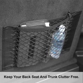 img 1 attached to 🚗 Enhance your Car Organization with the lebogner Car Storage Net Pocket Organizer - 2 Pack Mesh Stick On Cargo Storage Pouch