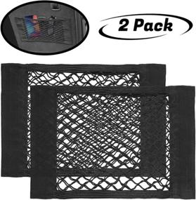 img 4 attached to 🚗 Enhance your Car Organization with the lebogner Car Storage Net Pocket Organizer - 2 Pack Mesh Stick On Cargo Storage Pouch