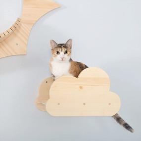 img 4 attached to MYZOO Moku,Cloud Shape, Wall Mounted Cat Shelves, Floating Perch, Cat Tree,Solid Wood With Transparent Board