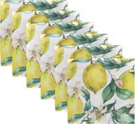 table cloth napkins set of 6 - lemon fruit leaves pattern, washable reusable dinner napkin for kitchen wedding banquet holiday (20 x 20 in) logo