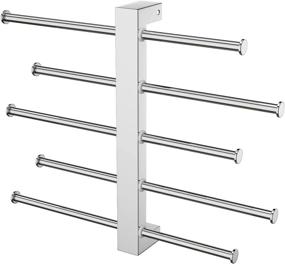 img 4 attached to Bridge Sliding Bathroom Towel Bar 16 Inch, ZUEXT Polish Chrome Finished Stainless Steel 5-Tier Towel Holder Hanger, Wall Mounted Adjustable Hand Towel Rod For Washroom Kitchen, 1.5" Tube Towel Racks