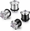 4-10mm stainless steel cz ear gauges tunnels plugs with rubber o-ring - lauritami logo