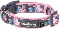 🌺 blueberry pet cute rose flower print adjustable dog collar, medium, neck size 14.5"-20" - soft, comfy & padded logo