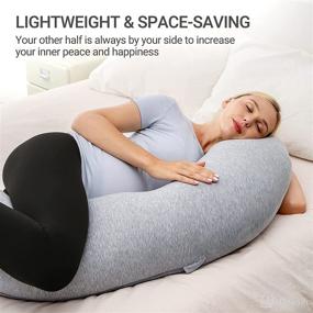 img 3 attached to 🤰 Momcozy J Shaped Pregnancy Pillows - Body Support and Comfort, Maternity Pillow with Removable Jersey Cover, Soft Pregnancy Body Pillow for Side Sleeping, Head, Neck, and Belly Support - Grey