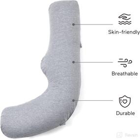 img 2 attached to 🤰 Momcozy J Shaped Pregnancy Pillows - Body Support and Comfort, Maternity Pillow with Removable Jersey Cover, Soft Pregnancy Body Pillow for Side Sleeping, Head, Neck, and Belly Support - Grey