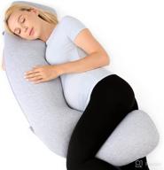🤰 momcozy j shaped pregnancy pillows - body support and comfort, maternity pillow with removable jersey cover, soft pregnancy body pillow for side sleeping, head, neck, and belly support - grey logo