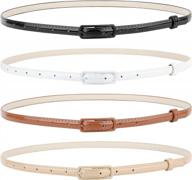 suosdey women's skinny leather belts with metal buckle - set of 4 for dresses, pants, jeans logo