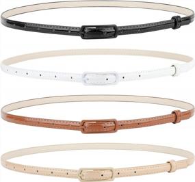 img 4 attached to SUOSDEY Women'S Skinny Leather Belts With Metal Buckle - Set Of 4 For Dresses, Pants, Jeans