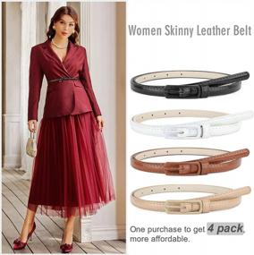 img 3 attached to SUOSDEY Women'S Skinny Leather Belts With Metal Buckle - Set Of 4 For Dresses, Pants, Jeans