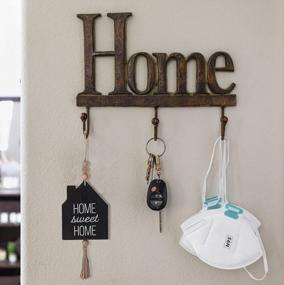img 3 attached to OYATON Home Sweet Home Wood Hanging Sign Decor, Small Black Rustic Wooden Blocks House Hanging Sign With Beads And Jute Rope Tassel For Wall Farmhouse Decoration,Front Door And Porch Home Decor