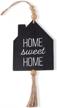 oyaton home sweet home wood hanging sign decor, small black rustic wooden blocks house hanging sign with beads and jute rope tassel for wall farmhouse decoration,front door and porch home decor logo