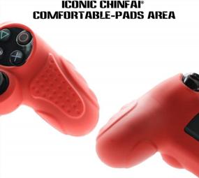 img 2 attached to Повысьте свой игровой опыт с CHINFAI DualShock4 Skin Grip для контроллеров PS4 - противоскользящий силиконовый чехол с дополнительными ручками для большого пальца красного цвета