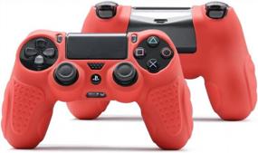 img 3 attached to Повысьте свой игровой опыт с CHINFAI DualShock4 Skin Grip для контроллеров PS4 - противоскользящий силиконовый чехол с дополнительными ручками для большого пальца красного цвета