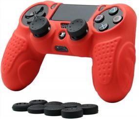 img 4 attached to Повысьте свой игровой опыт с CHINFAI DualShock4 Skin Grip для контроллеров PS4 - противоскользящий силиконовый чехол с дополнительными ручками для большого пальца красного цвета