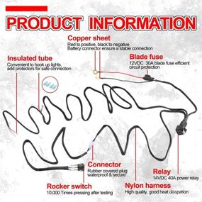 img 3 attached to 🔌 Wiring Harness Kit for Led Work Light bar - OFFROADTOWN 2 Lead | Heavy Duty, 12V 40A Fuse Relay, Rocker Switch Relay | Trucks, ATV, UTV, Boat