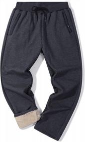 img 4 attached to Men'S Winter Fleece-Lined Joggers: Flygo Active Running Sweatpants With Warmth And Comfort