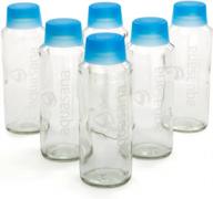 set of 6 aquasana glass water bottles with bpa-free lids, 18 oz each логотип