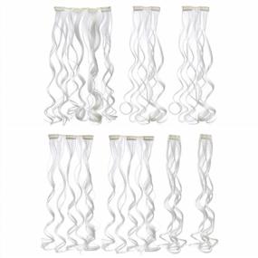 img 2 attached to Get Your Party Started With SWACC 7-Piece Full Head Highlights Clip-On Hair Extensions In 20-Inch Curly White Synthetic Hairpieces